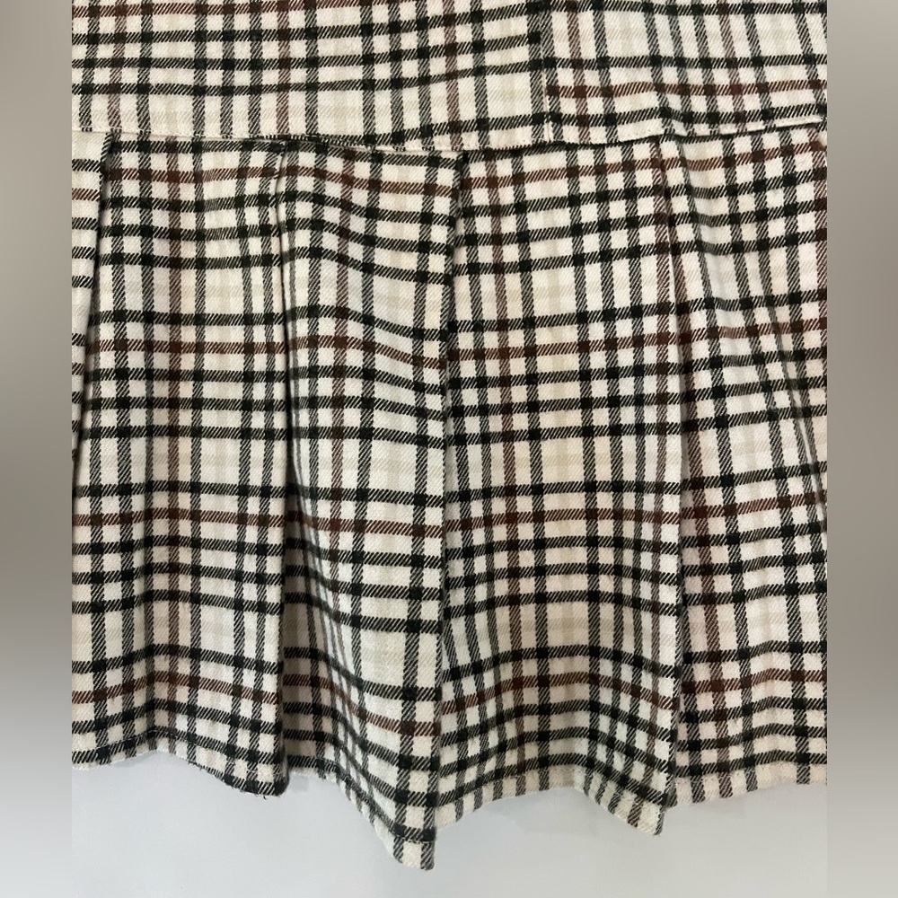 Hollister Wmn S White/Black/Brown Plaid Flannel Pleated Hem Ruffle Dress/Jumper - Picture 8 of 9